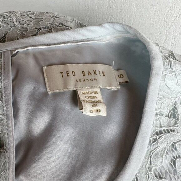 Ted Baker Blouse XL Womens Mint Green Lace Short Sleeve Top Lined - Picture 5 of 7